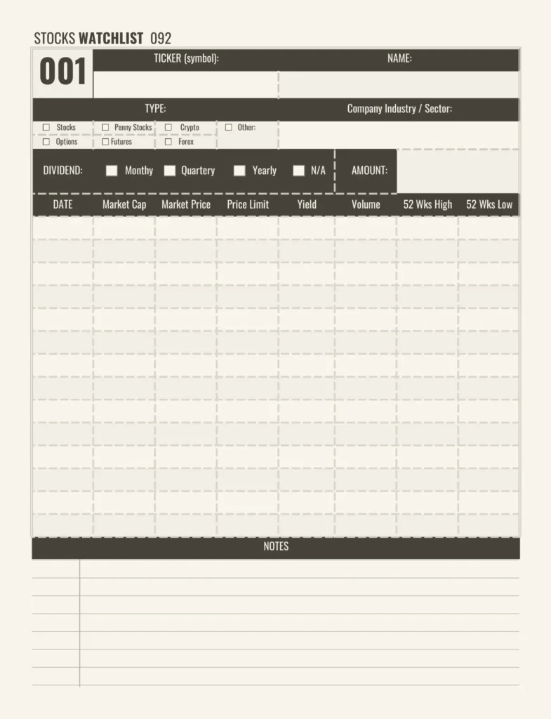 Trading Journal Log Book pag 6