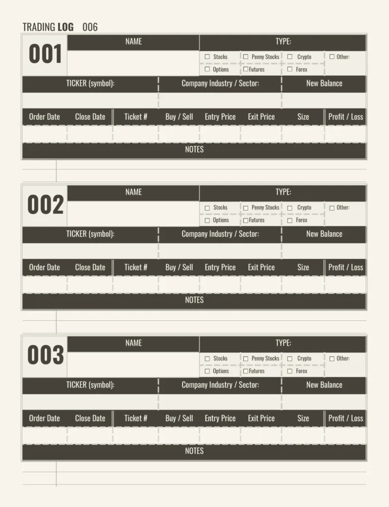 Trading Journal Log Book pag 7