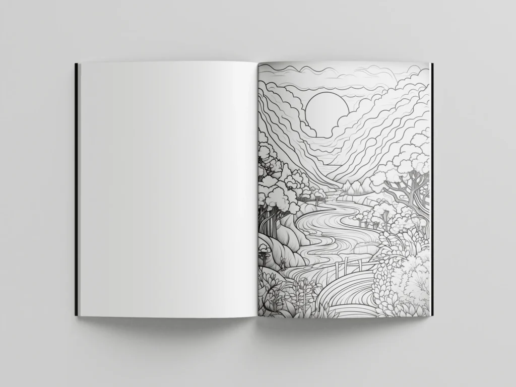 landscapes coloring book for adults