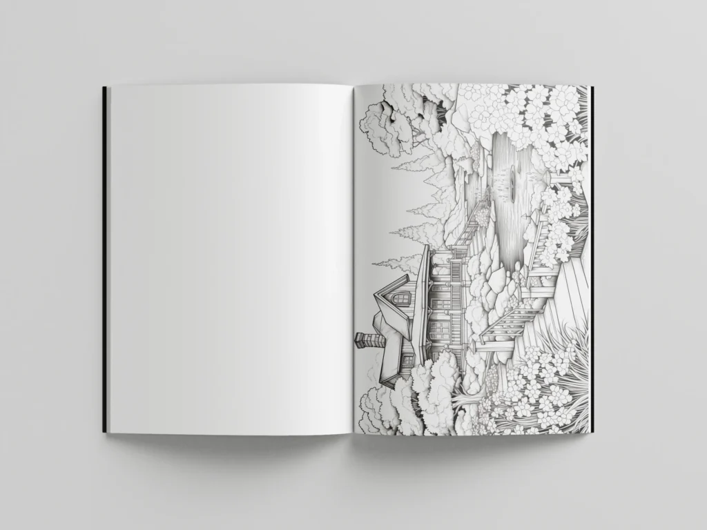 relaxing landscapes coloring book