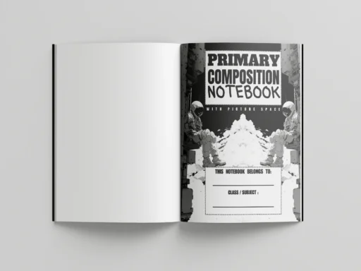 Primary composition notebook with picture space p 4